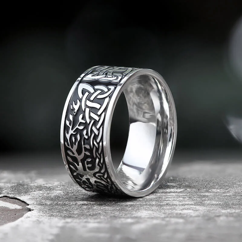 Tree Of Life Design Stainless Steel Viking Ring