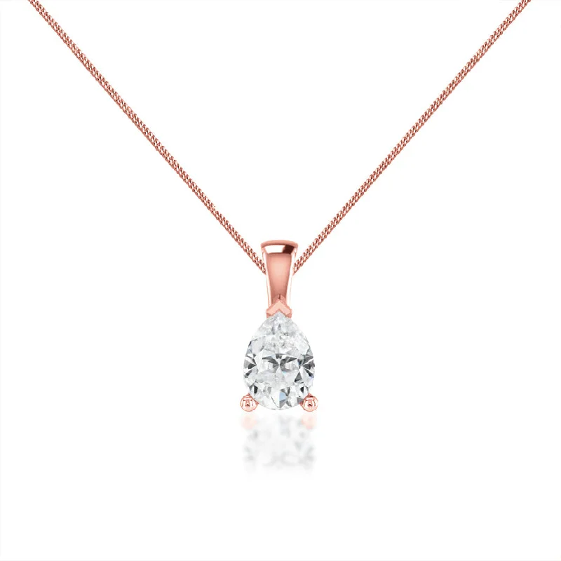 LUCINDA - Pear Lab Diamond 3 Claw Pendant 18k Rose Gold