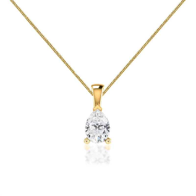 LUCINDA - Pear Lab Diamond 3 Claw Pendant 18k Yellow Gold