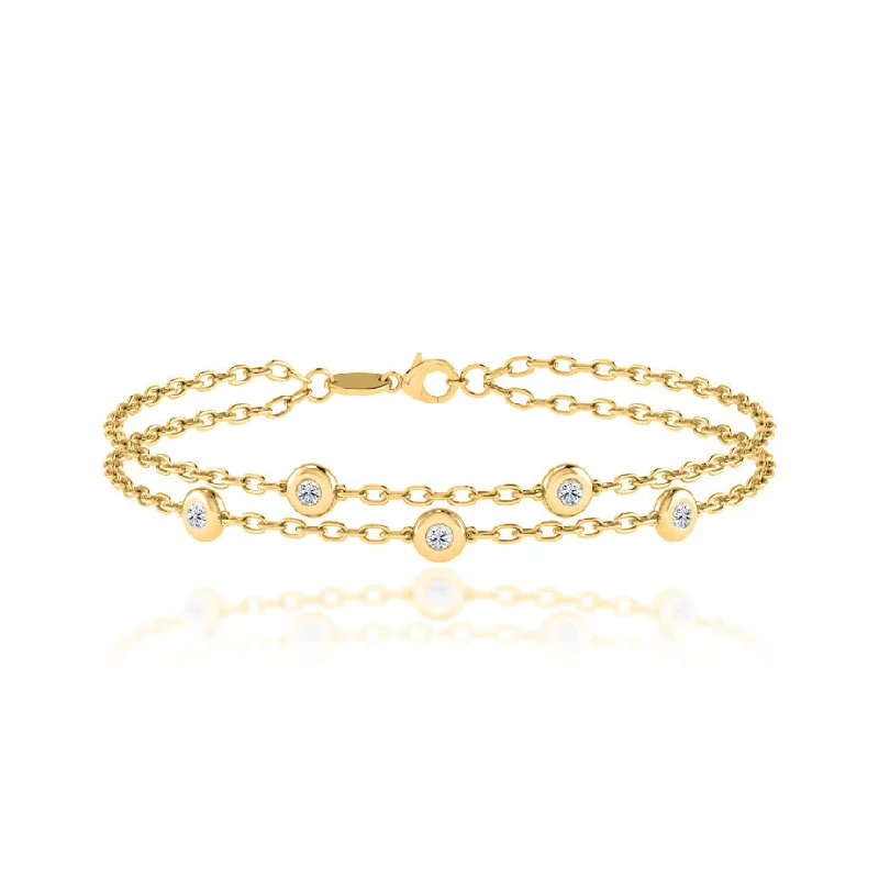 LYRA - Lab Diamond Bezel Edge Bracelet 18k Yellow Gold