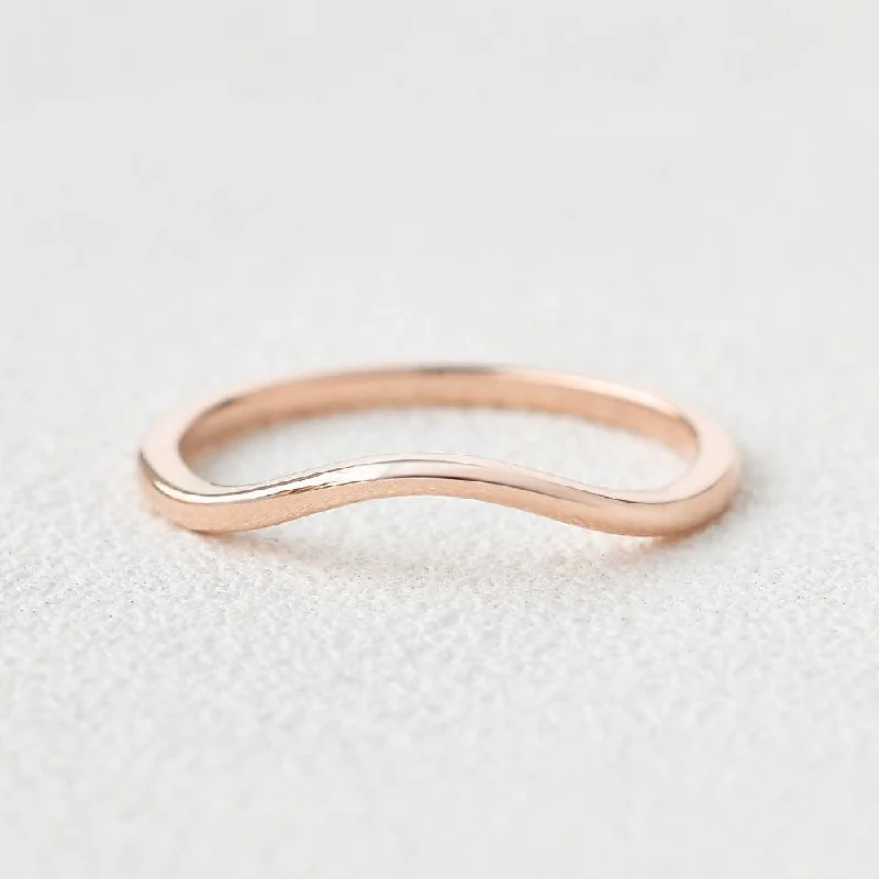 Minimalist Wave Rose Gold Promise Ring