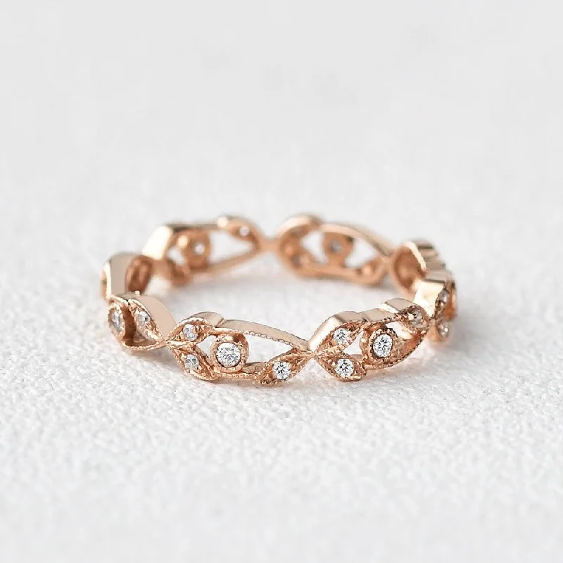 Moissanite Cluster Wedding Rose Gold Band