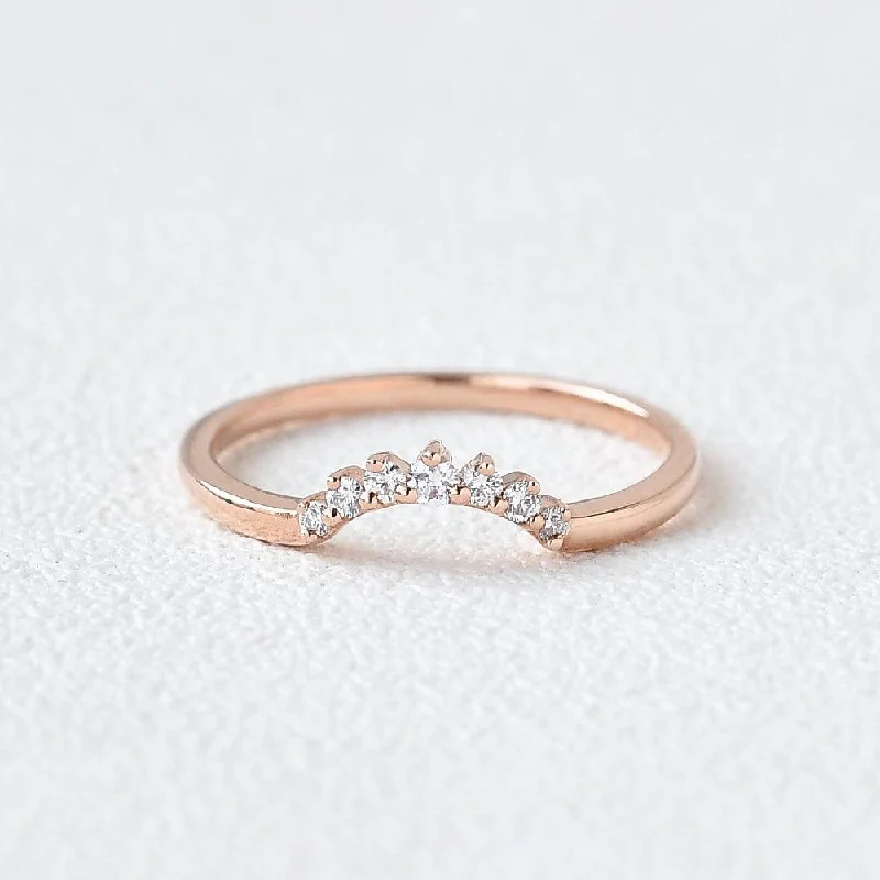 Moissanite Curved Rose Gold Wedding Ring