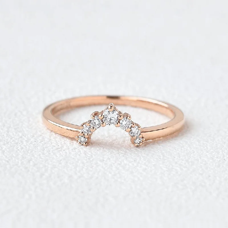 Moissanite Curved Rose Gold Wedding Ring