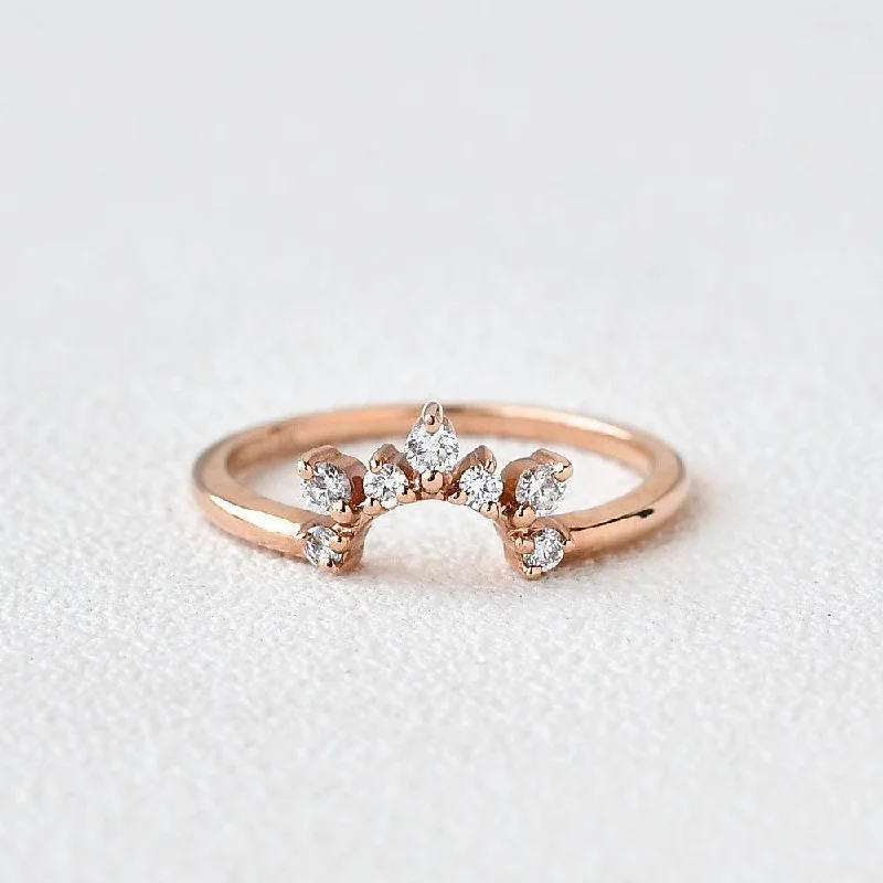 Moissanite Curved Rose Gold Wedding Ring