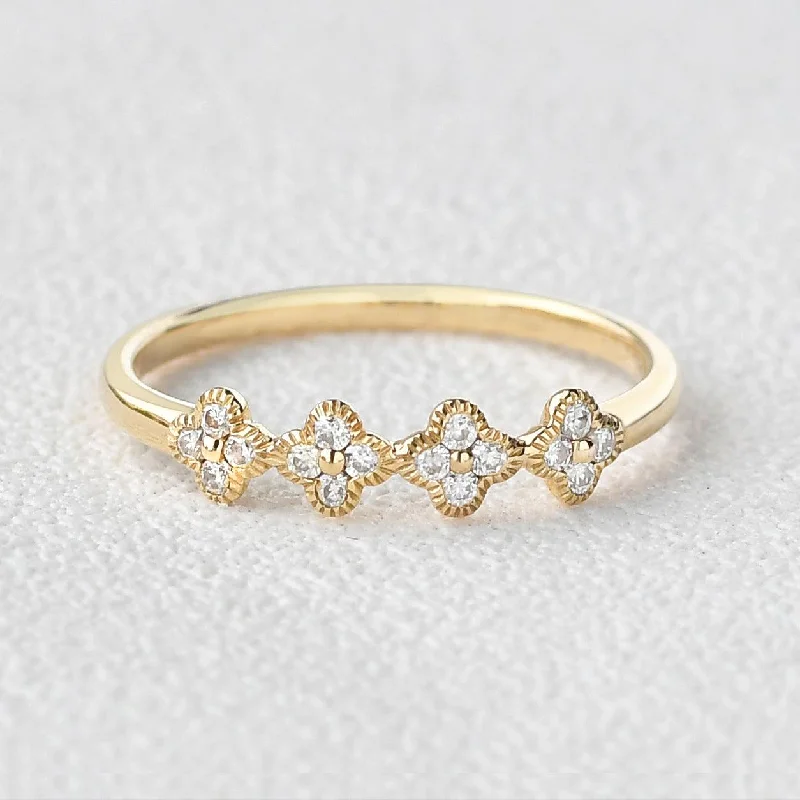 Moissanite Flower Shape Solid Gold Ring