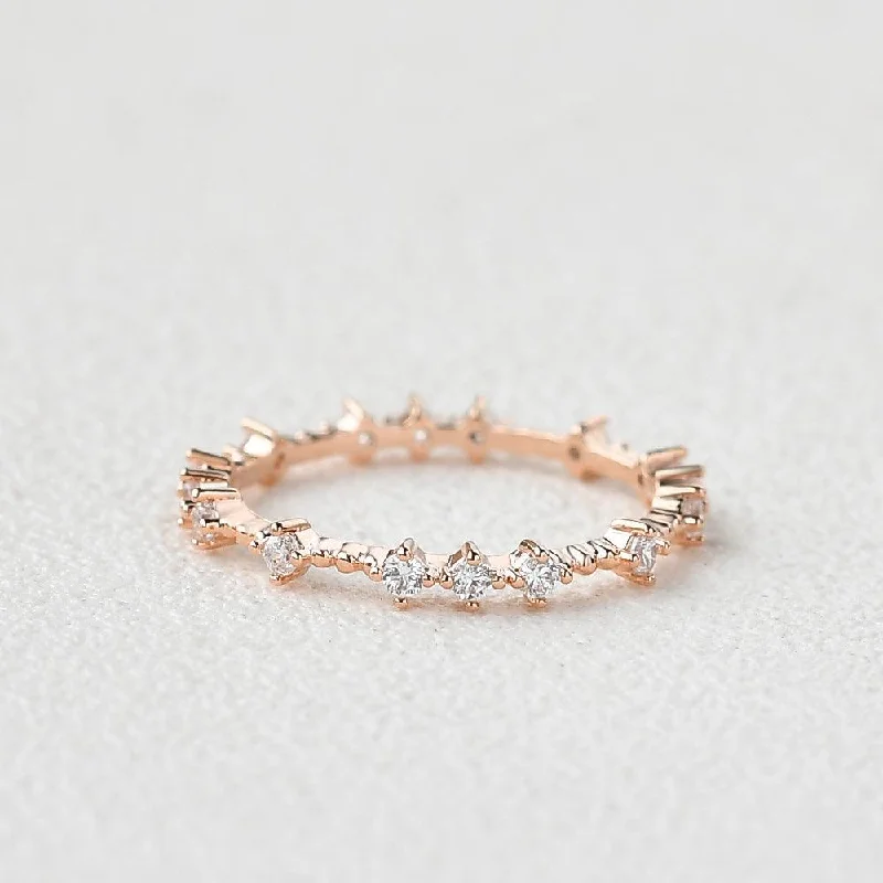 Moissanite Irregular Pave Stacking Ring