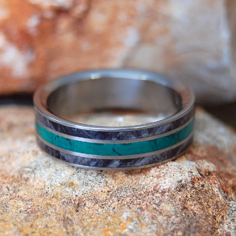 Flat Morning Song | Men's Stone, Wood & Titanium Wedding Ring