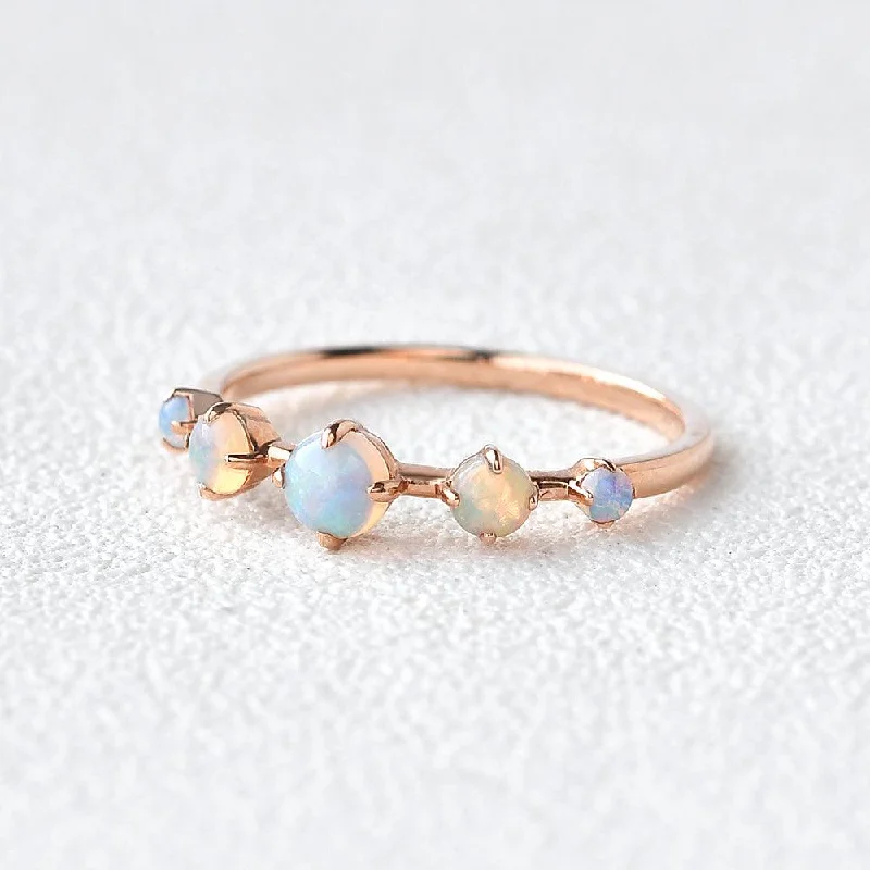 Natural Opal Band Rose Gold Ring