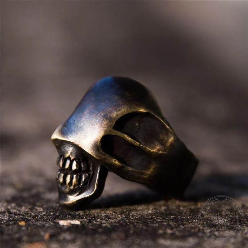 No Face Man Brass Skull Ring