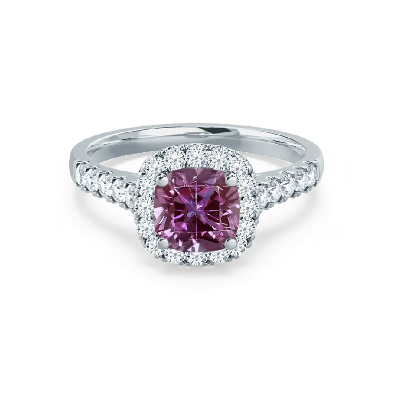 OPHELIA - Chatham® Lab Grown Alexandrite & Diamond 18K White Gold Halo