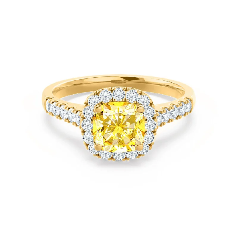 OPHELIA - Chatham® Lab Grown Yellow Sapphire & Diamond 18K Yellow Gold Halo