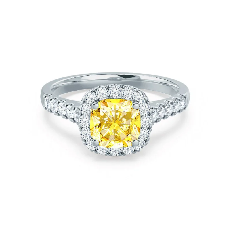 OPHELIA - Chatham® Lab Grown Yellow Sapphire & Diamond Platinum 950 Halo