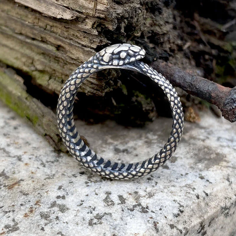 Ouroboros Snake Sterling Silver Ring