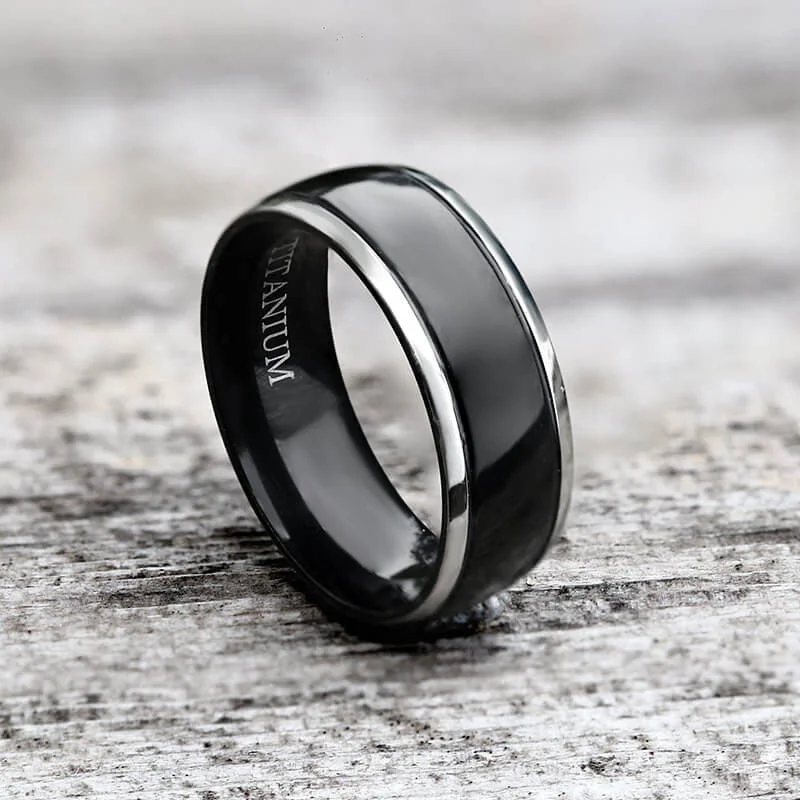 Polished Valknut Titanium Band Viking Ring