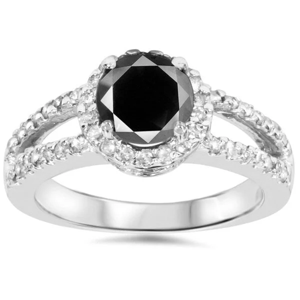 Pompeii3 14k White Gold 2ct TDW Black Diamond Ring