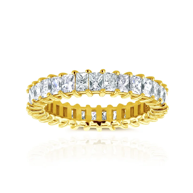 Princess Baguette Diamond Eternity Band 3 7/8 CTW in 14K Yellow Gold