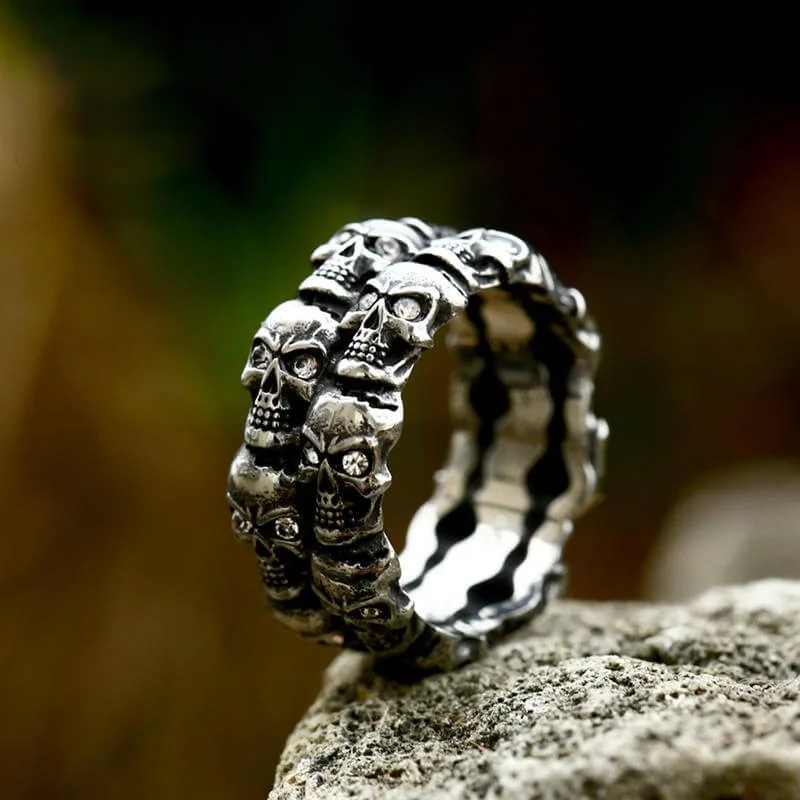 Punk Skulls Stainless Steel Ring