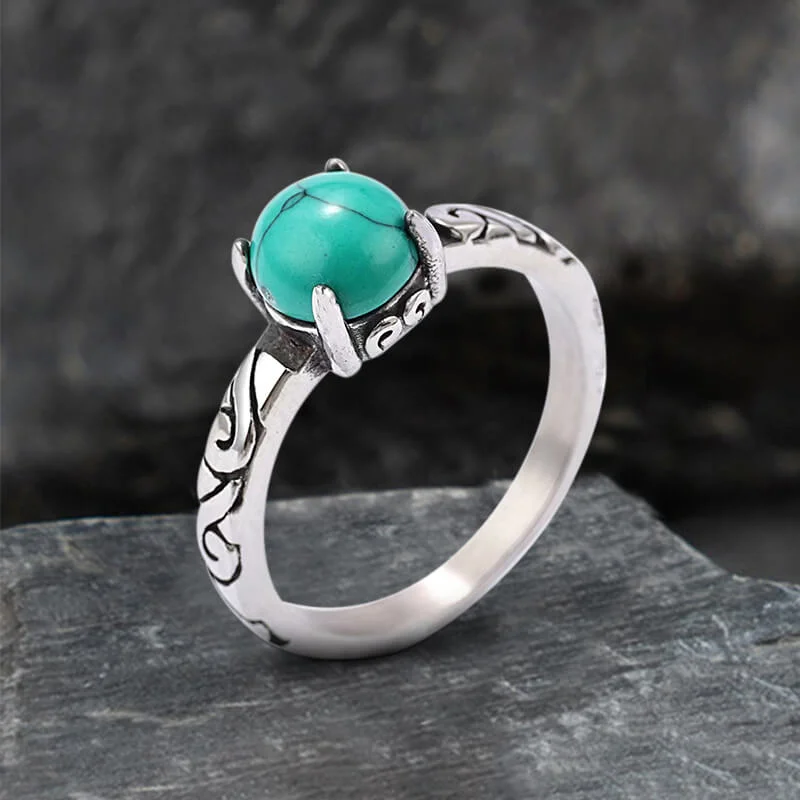 Gothic Gem-Set Stainless Steel Ring