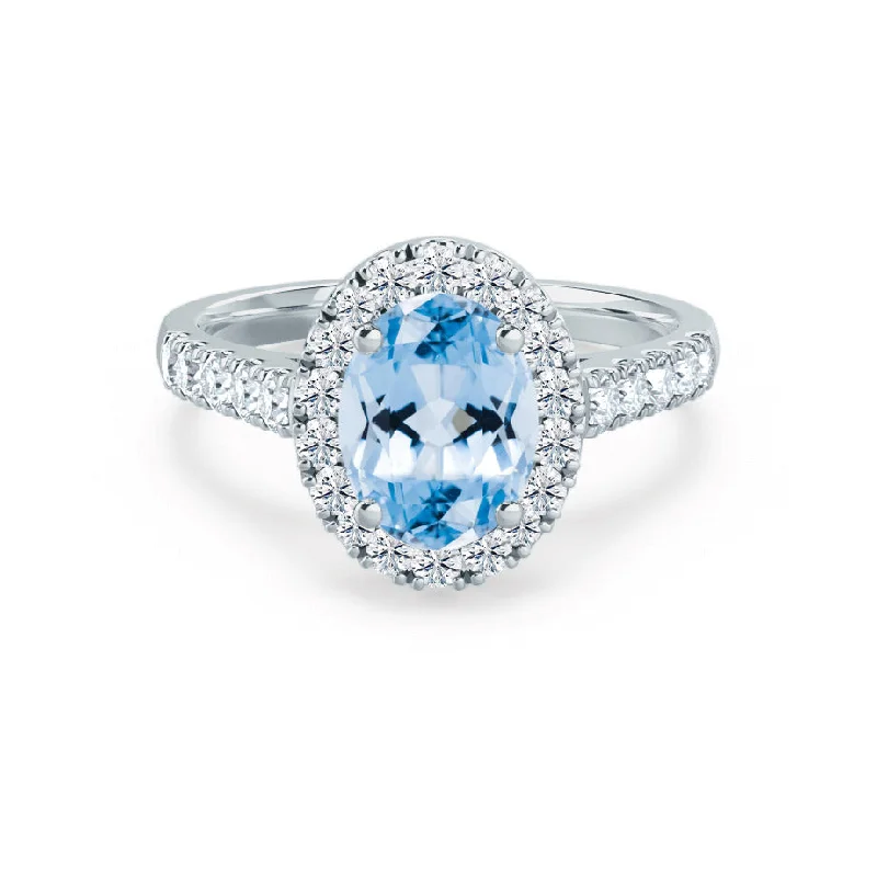 ROSA - Chatham® Aqua Spinel & Diamond 18K White Gold Halo