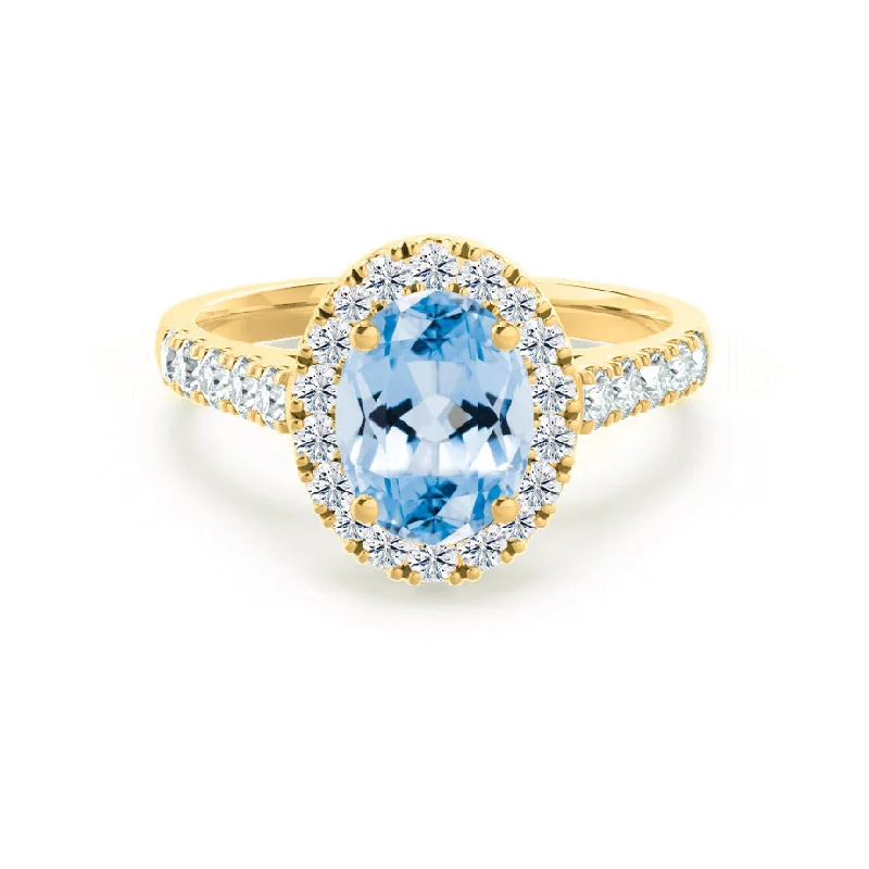 ROSA - Chatham® Aqua Spinel & Diamond 18K Yellow Gold Halo