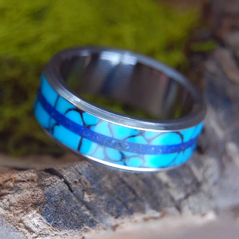 She Gator | Men's Alligator Teeth, Turquoise Stone & Titanium Wedding Ring