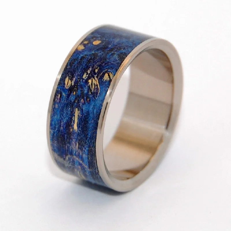 Shooting Stars | Men's Blue Box Elder Wood & Titanium Wedding Ring