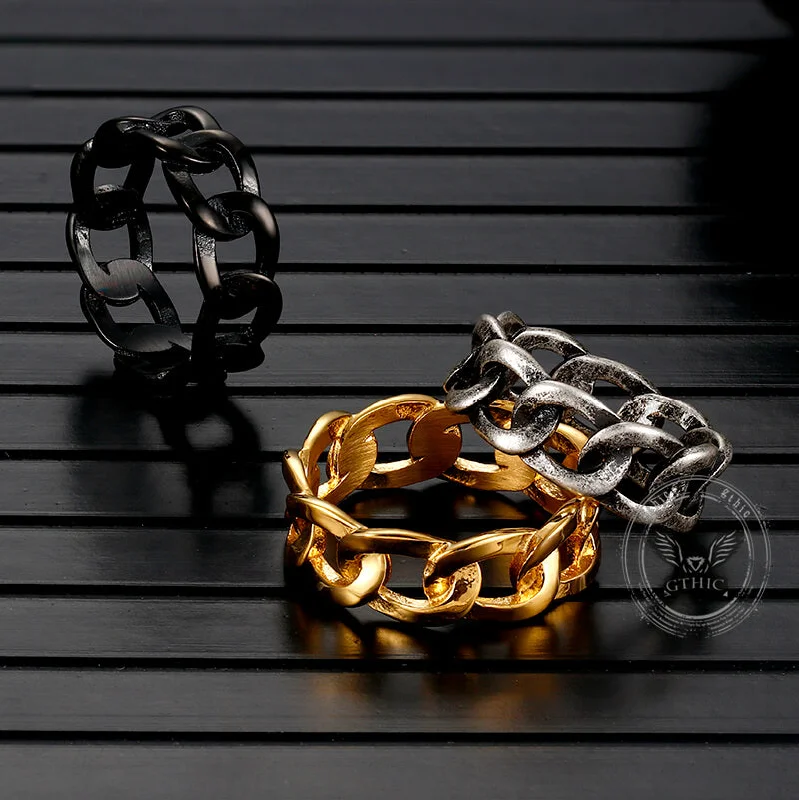 Simple Cuban Link Design Stainless Steel Ring