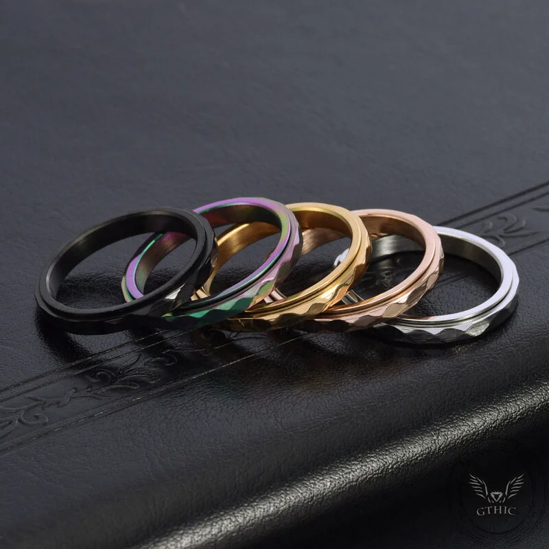 Simple Diamond Spinner Stainless Steel Ring