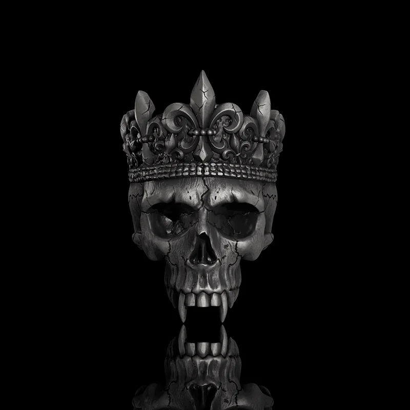 Skeleton King Crown Sterling Silver Skull Ring