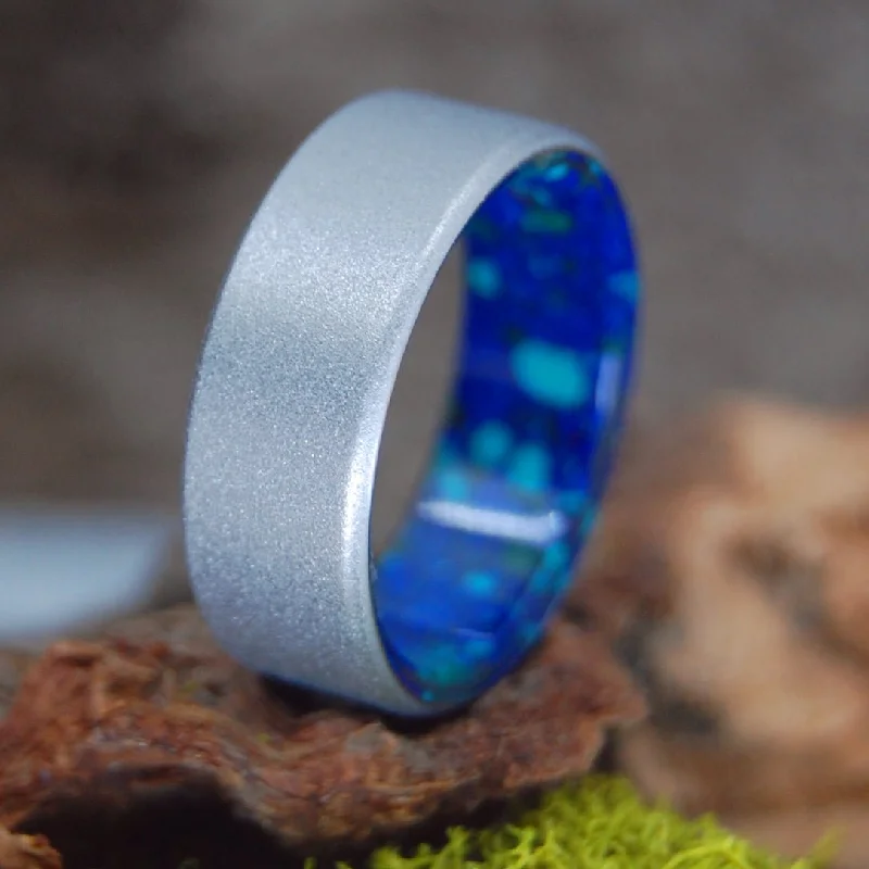 Spotted Azurite | Men's Spotted Azurite, Malachite & Titanium Wedding Ring