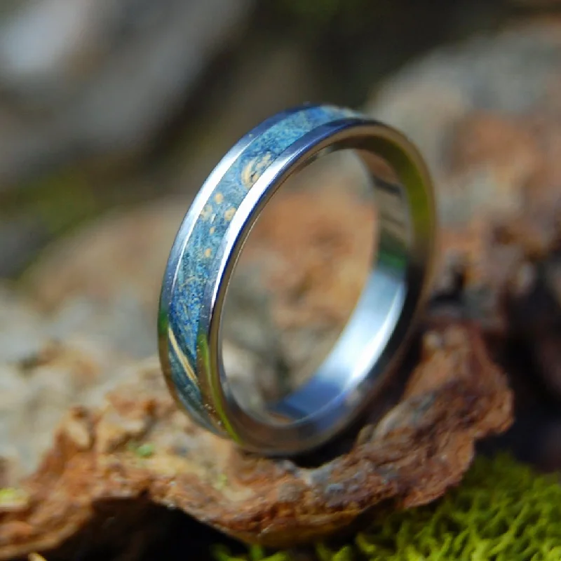 Light Starry Starry Night | Women's Blue Box Elder Wood & Titanium Wedding Ring