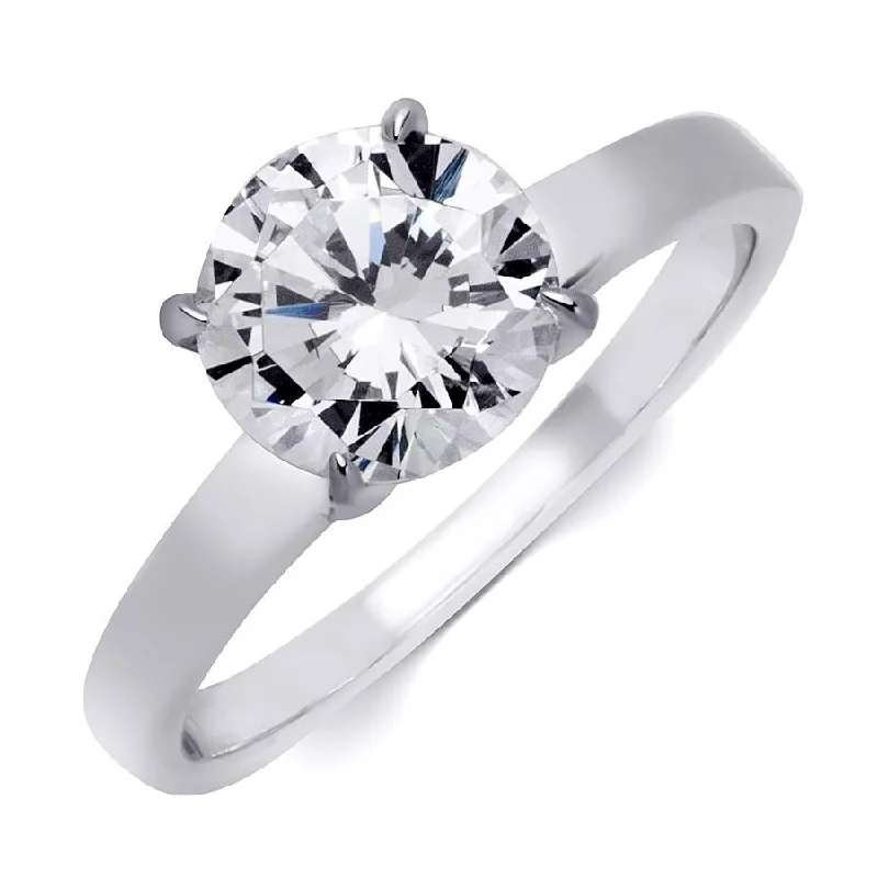 Sterling Silver 2.00 Ct Round Cut Solitaire Wedding Engagement Ring