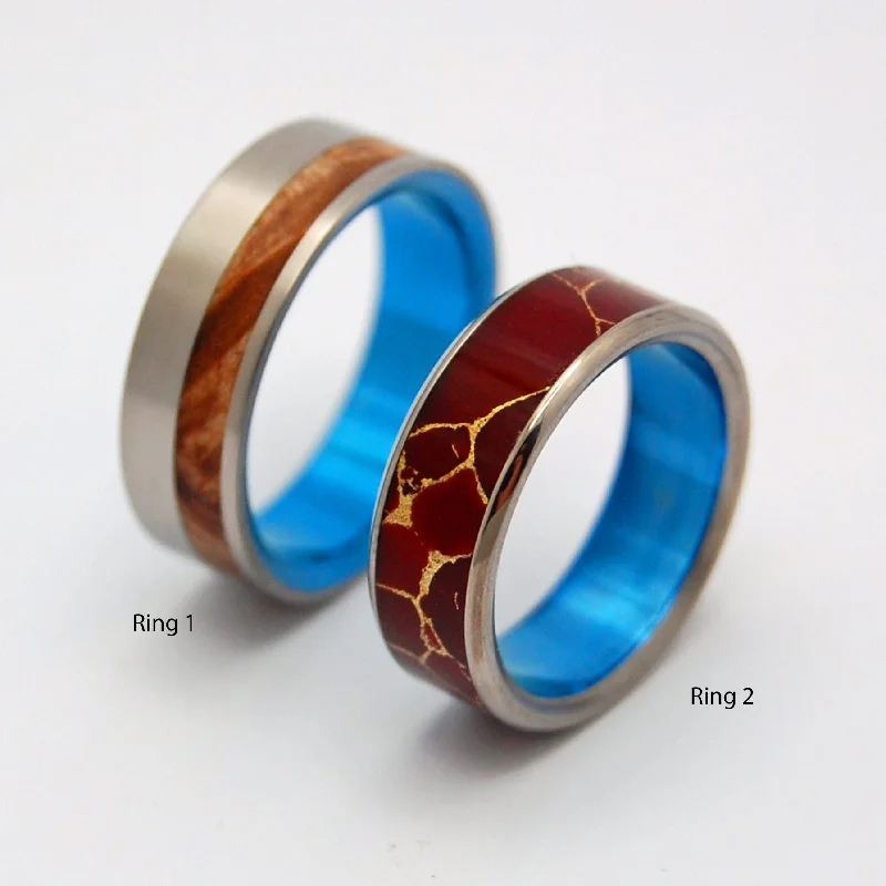 Blue Faun Endurance | Red Jasper Stone, Wood & Titanium - Unique Wedding Ring - Women's Wedding Ring