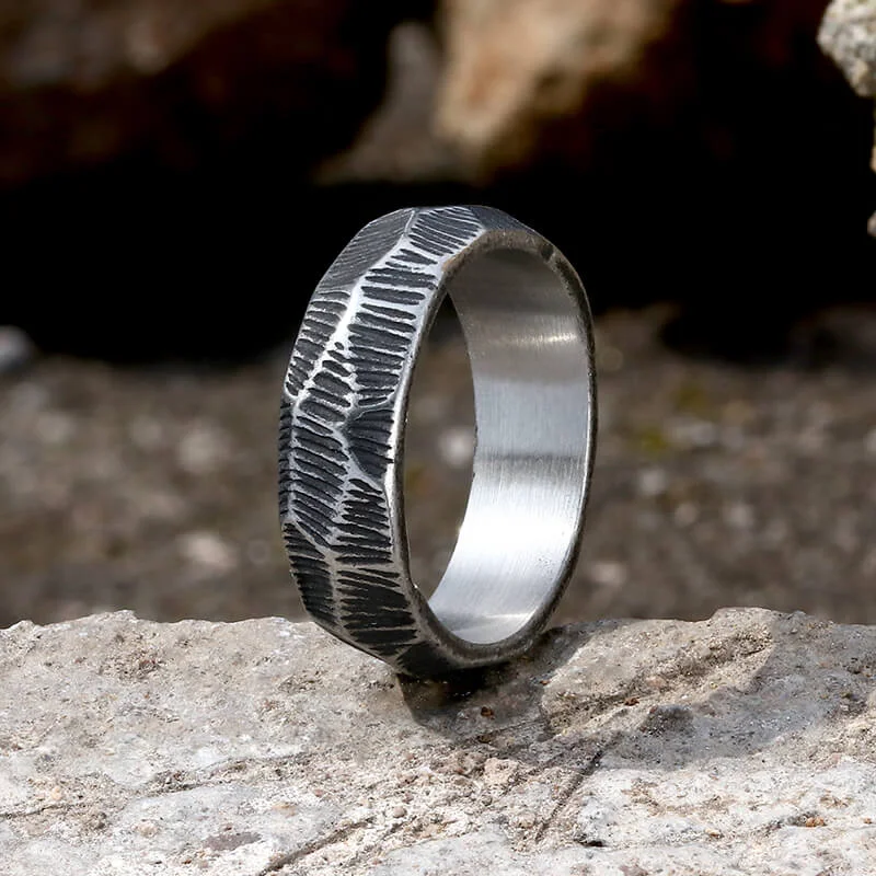 Striped Pattern Stainless Steel Ring