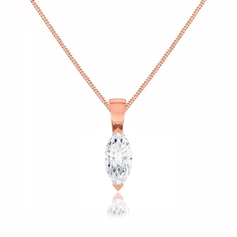 TALULLA - Marquise Lab Diamond 2 Claw Pendant 18k Rose Gold