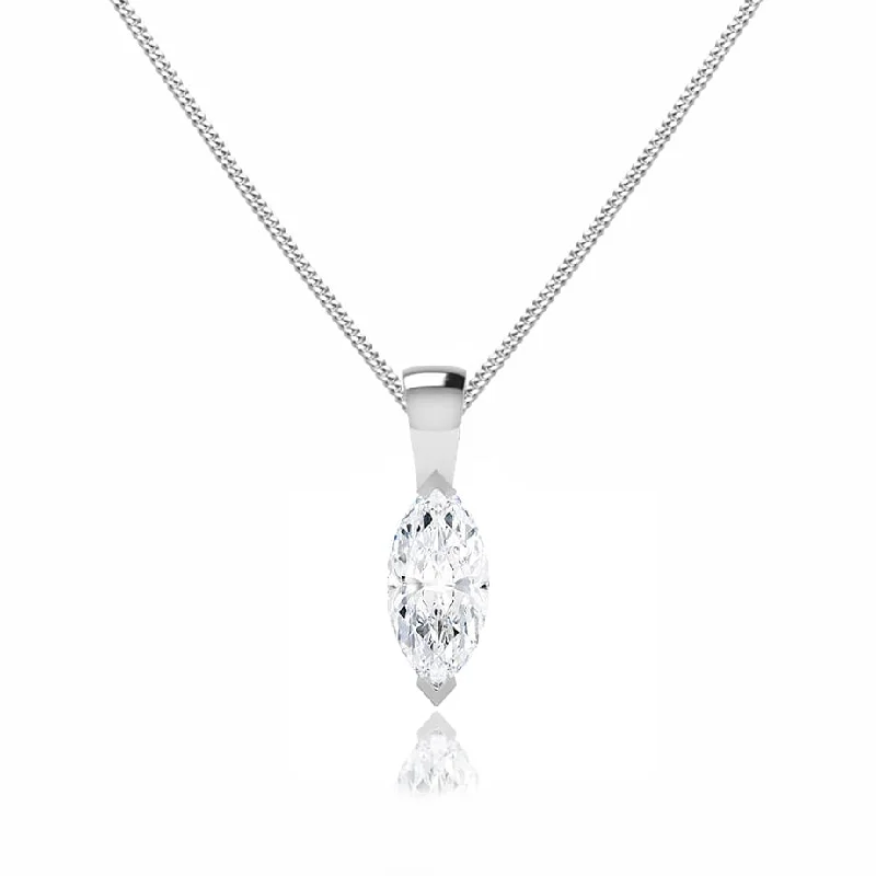 TALULLA - Marquise Lab Diamond 2 Claw Pendant 18k White Gold