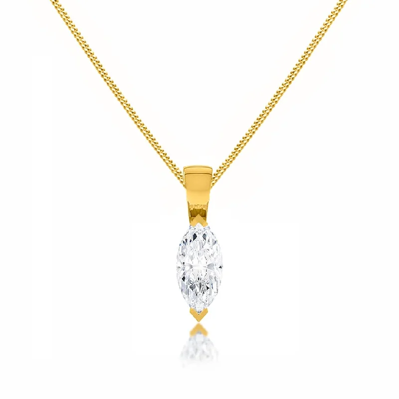 TALULLA - Marquise Lab Diamond 2 Claw Pendant 18k Yellow Gold