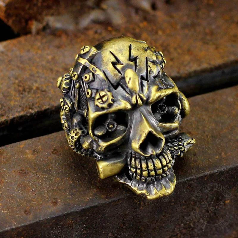 The Expendables Brass Skull Steampunk Ring