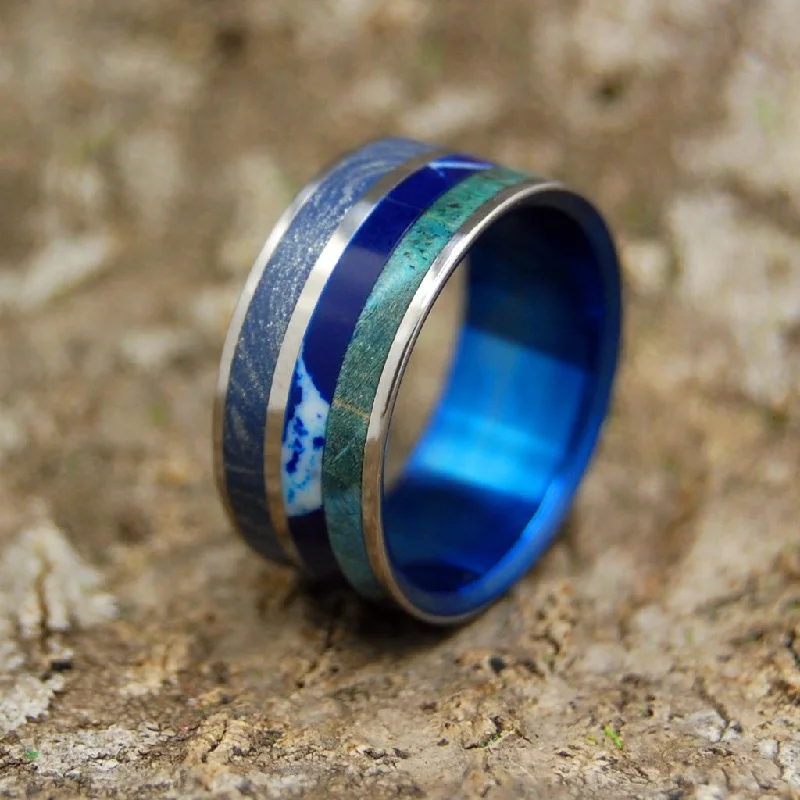 The Sea Has Many Moods | Men's Stone, Wood & Titanium Wedding Ring