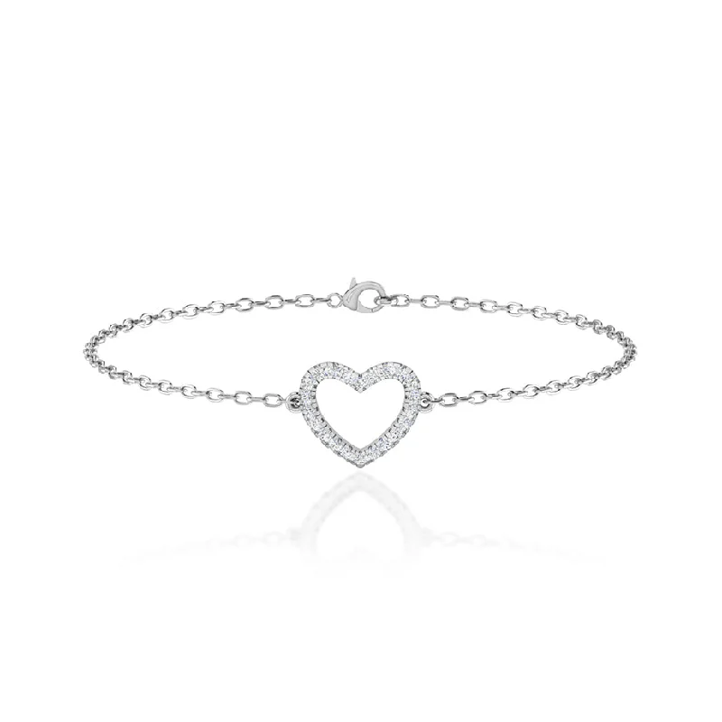 THEA - Lab Diamond Pavé Heart Bracelet 18k White Gold