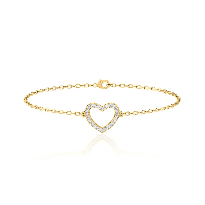 THEA - Lab Diamond Pavé Heart Bracelet 18k Yellow Gold