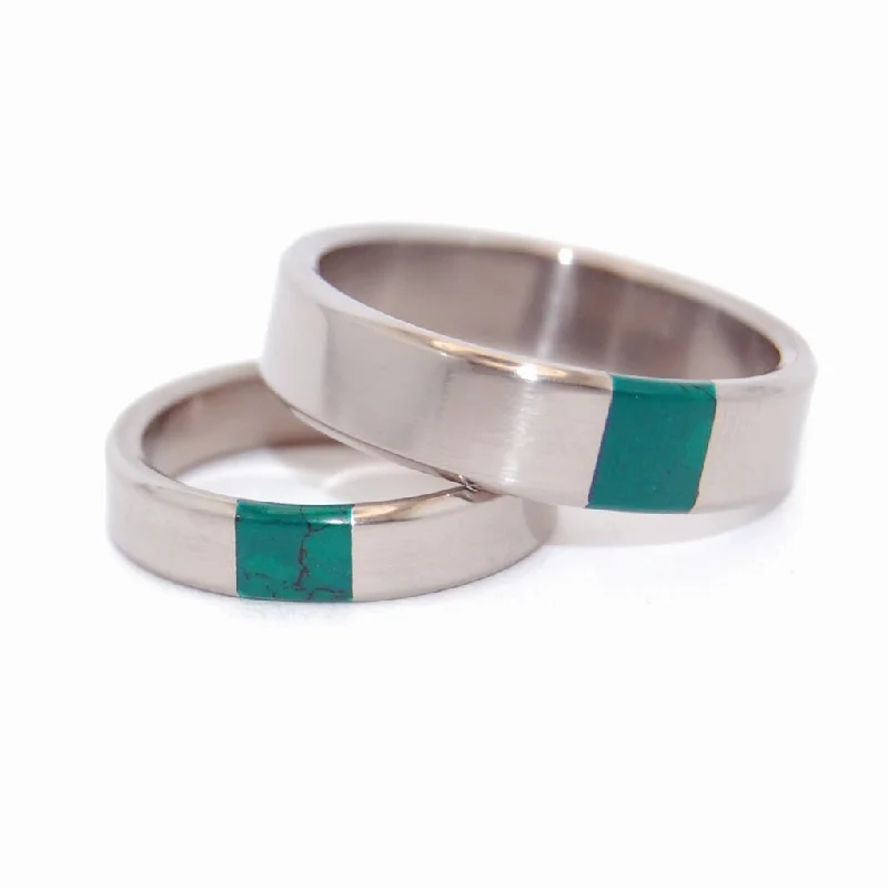 Arrant Jade | Titanium & Jade Stone Wedding Ring - Unique Wedding Ring Set