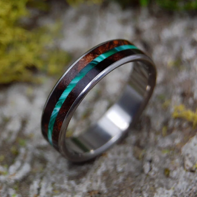 Flyer | Men's Green Vintage Resin, Maple Wood & Titanium Wedding Ring