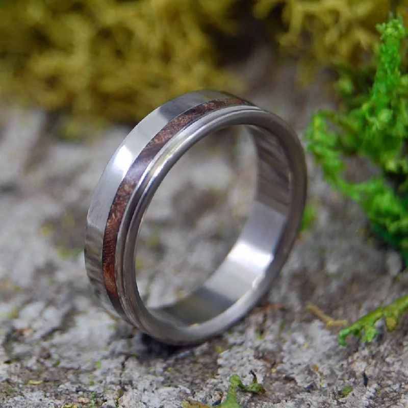 Golden Light | Men's Dark Maple Wood & Titanium Wedding Ring