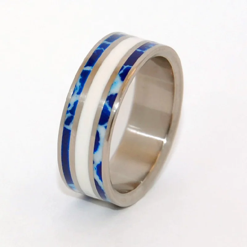 To Me! | Men's Cobalt Stone, White Marble & Titanium Wedding Ring