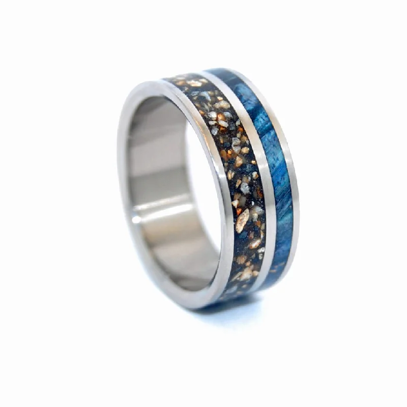 To Rise Above The Dark | Men's Heavy Aggregate Concrete & Titanium Wedding Ring