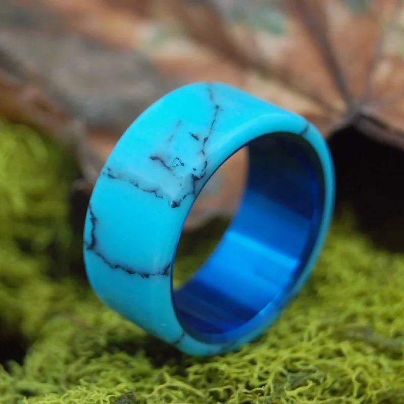 Top Of The Sea | Men's Turquoise & Titanium Wedding Ring