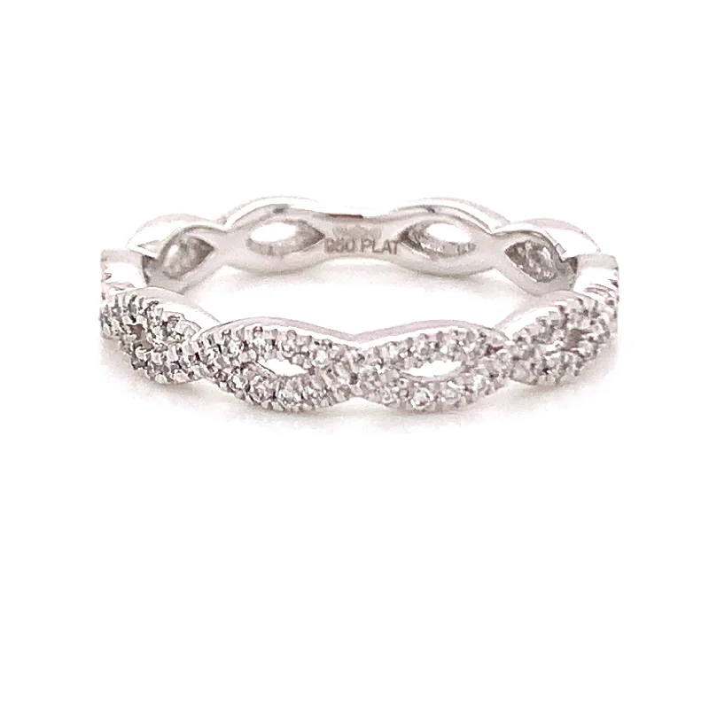 Platinum Twisted Castle Set Earth Grown Diamond Band