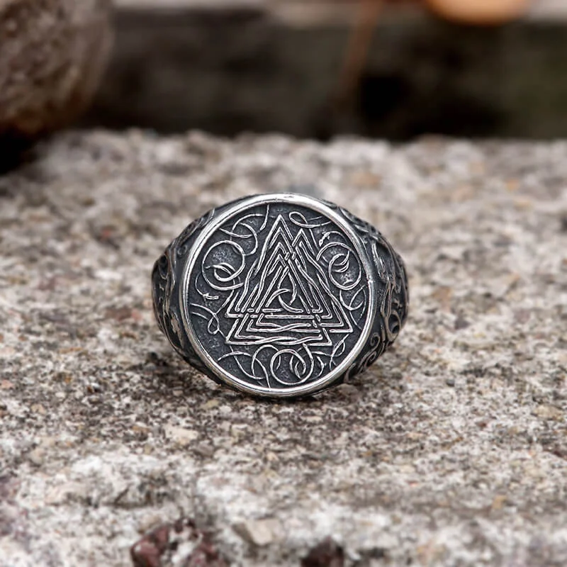 Urnes Valknut Stainless Steel Viking Ring